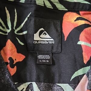 Quiksilver Black and Orange Floral Shirt